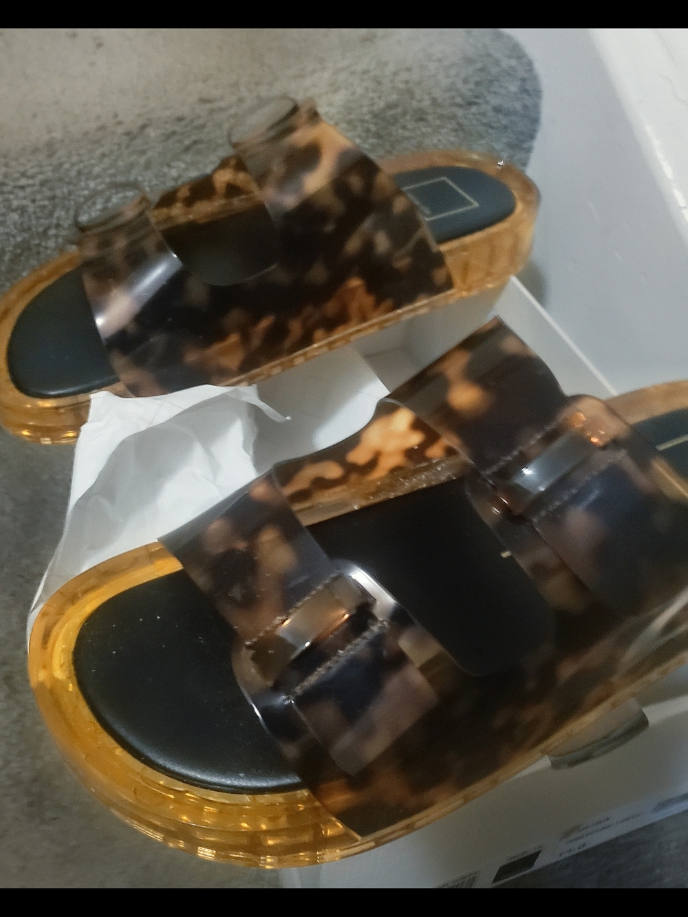 Dolce Vita Tortoiseshell Double-Buckle Slide Sandals - Brown/Amber - Picture 4 of 5